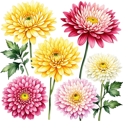 Watercolor Wildflowers Clipart, Digitam Imagen, Bright Colors Flowers, Different Flowers Art