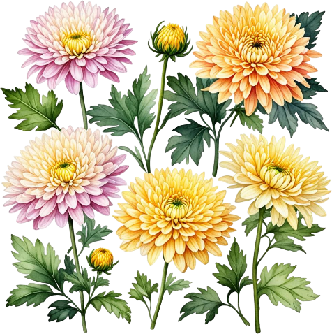 Watercolor Wildflowers Clipart, Digitam Imagen, Bright Colors Flowers, Different Flowers Art