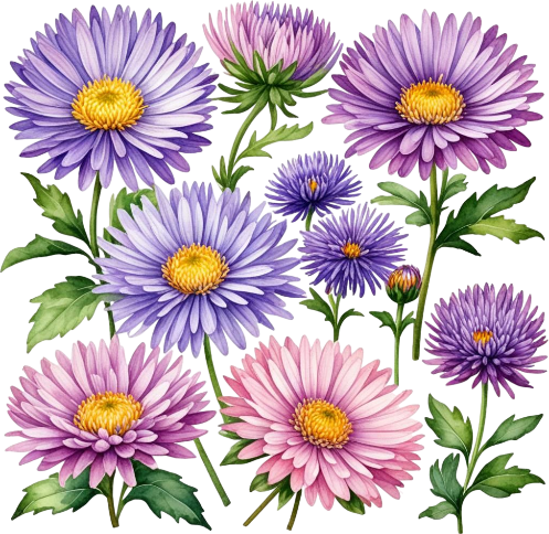 Watercolor Wildflowers Clipart, Digitam Imagen, Bright Colors Flowers, Different Flowers Art