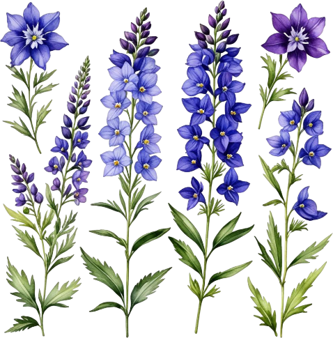 Watercolor Wildflowers Clipart, Digitam Imagen, Bright Colors Flowers, Different Flowers Art