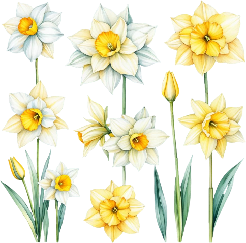 Wildflowers Watercolor Clipart, Digital Floral Set, illustration Art, Colorful Flowers Clipart, Bright Colors