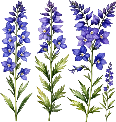 Watercolor Wildflowers Clipart, Digitam Imagen, Bright Colors Flowers, Different Flowers Art