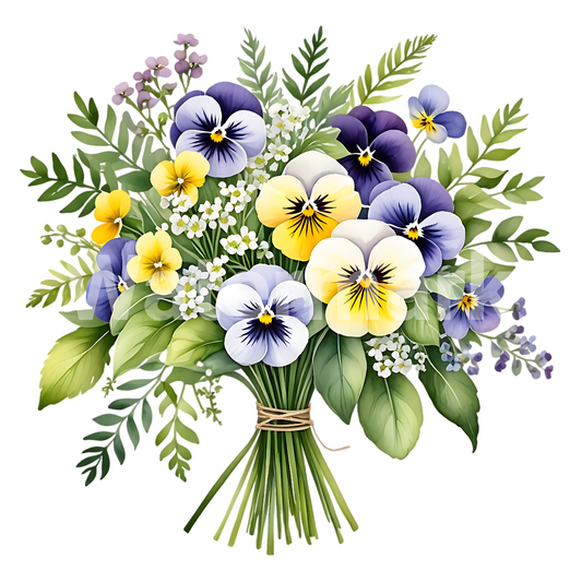 Wildflowers Clipart, Digital Imagen, Bright Colors, illustration Art, Bouquet Flowers Clipart