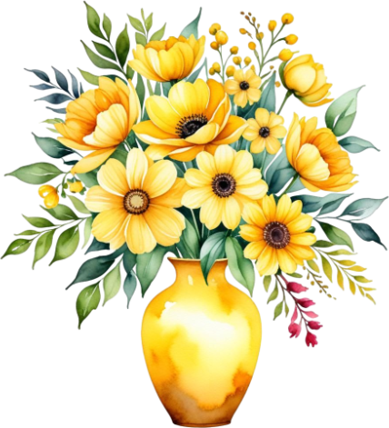 Flower Vise Watercolor Clipart, Abstract Flowers Digital Imagen, Creative Design, illustration Art