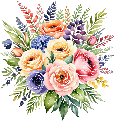 A Large Bouquet Of Flowers, Digital Clipart, Flower Watercolor Clipart, illustration Art, Bright Flowers Colors