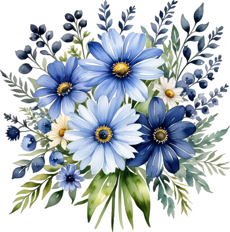 Flowers Bouquet Clipart, Digital Imagen, Watercolor Wild Flowers Artwork, Nature illustration Art