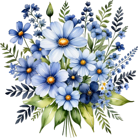 Flowers Bouquet Clipart, Digital Imagen, Watercolor Wild Flowers Artwork, Nature illustration Art