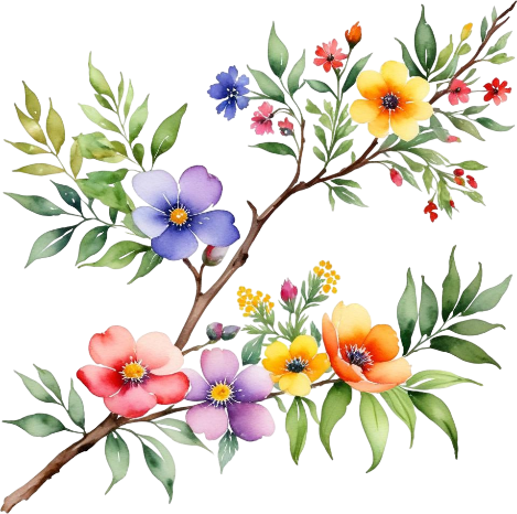 Wildflowers Watercolor Artwork, illustration Art, Flower Watercolor Clipart, Bright Colors Flowers, Digital Imagen