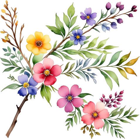 Wildflowers Watercolor Artwork, illustration Art, Flower Watercolor Clipart, Bright Colors Flowers, Digital Imagen