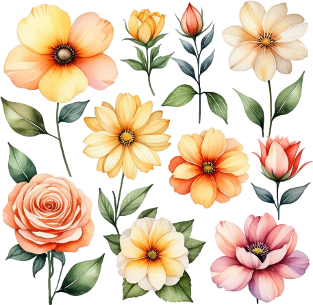 Wildflowers Clipart, Colorful Bouquets Watercolor Art, Wild Floral Clipart, Wedding Clipart, Romance Floral
