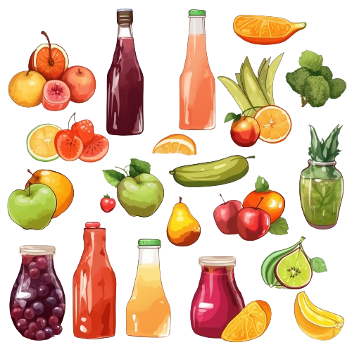 Fruits, Vegetables, Beverages Clipart Digital Product