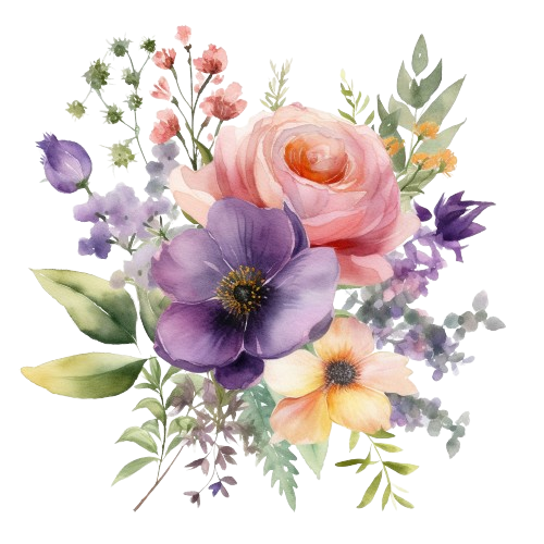 Wild Floral Watercolor Clipart, Flowers illustration Bouquet Clipart, Wedding Clipart, Bright Colors