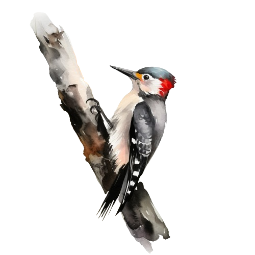 Great spotted Woodpecker Clipart, Bird Clipart,  illustration Art, Cute Clipart, Watercolor Scene