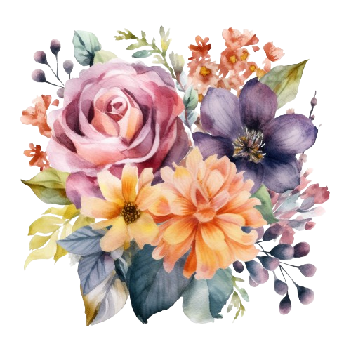 Bouquet Of Flowers Clipart, Watercolor Artwork, Paper craft, Junk Journal, Wedding Flowers Art